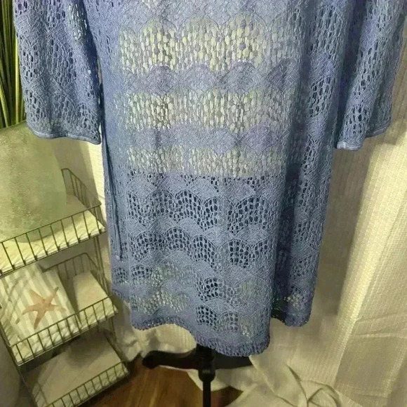 UGG Australia Womens S Blue Open Knit Robe Wrap Kimono Beach Cover Up - Picture 9 of 13